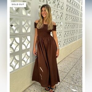 Marguerite Nap Dress in Chocolate Tonal Seersucker